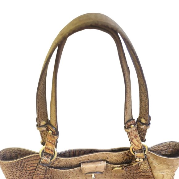 Brahmin Colette Croc Embossed Leather Toasted Almond Ombre Melbourne Handbag - Picture 7 of 16